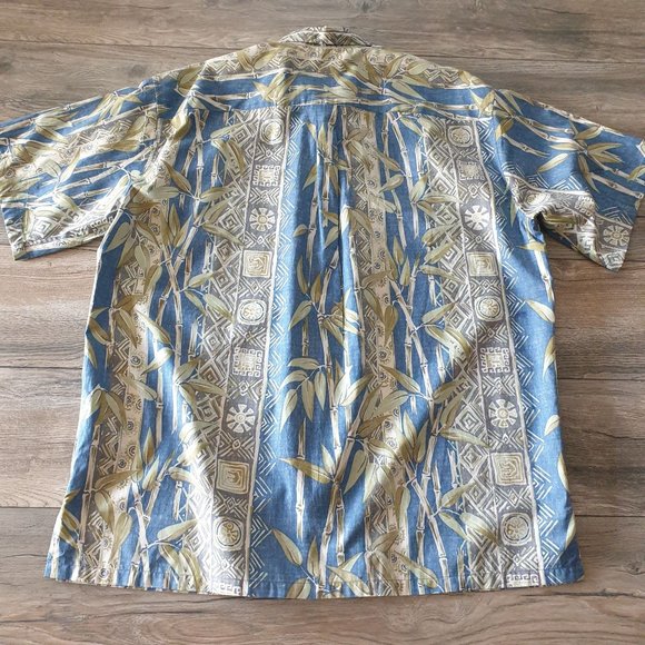 Cooke Street Men 2XL Short Sleeve Shirt Reverse Print Vacation Beach Bamboo Blue - Picture 6 of 8